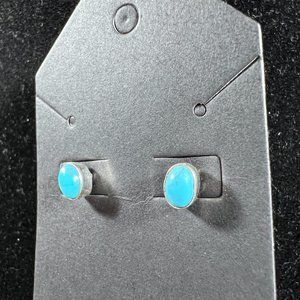 Vintage Sterling Turquoise Bevel Set Studs
